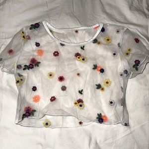 Sheer floral crop top